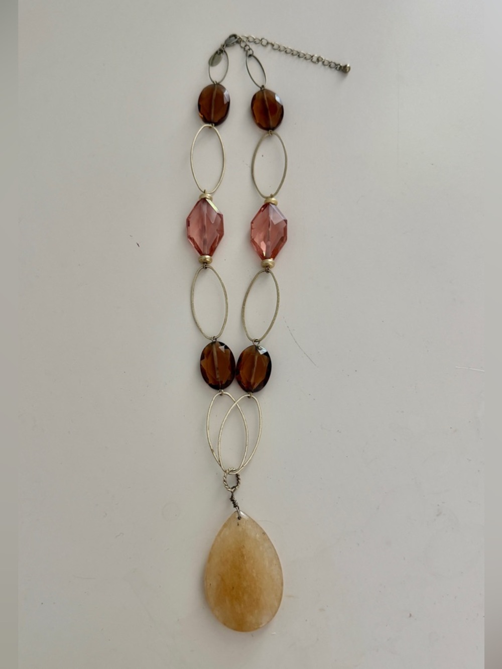 🌹 Lia Sophia Peach and Amber Teardrop Pendant Necklace #0157